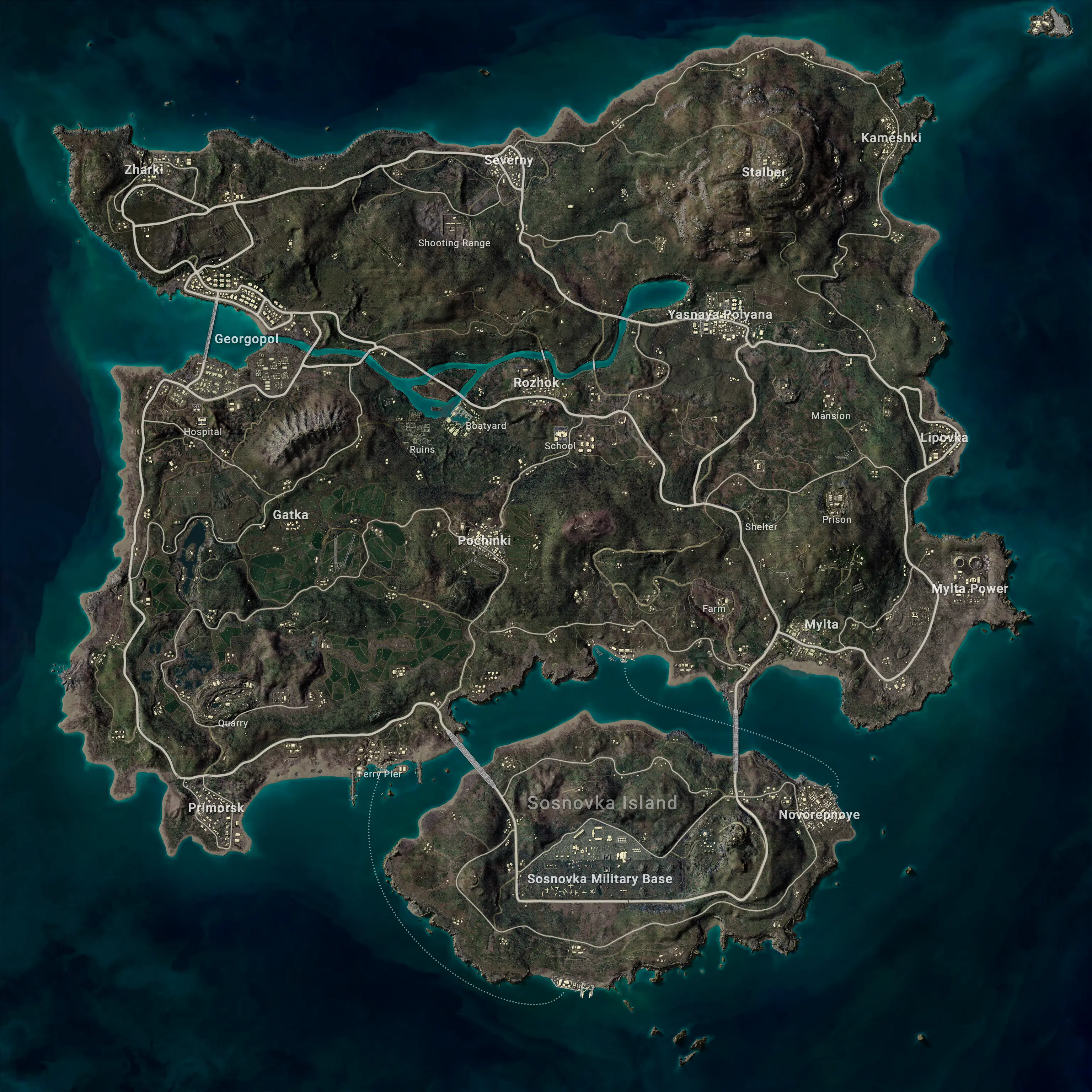 Aerial landing survey of Erangel